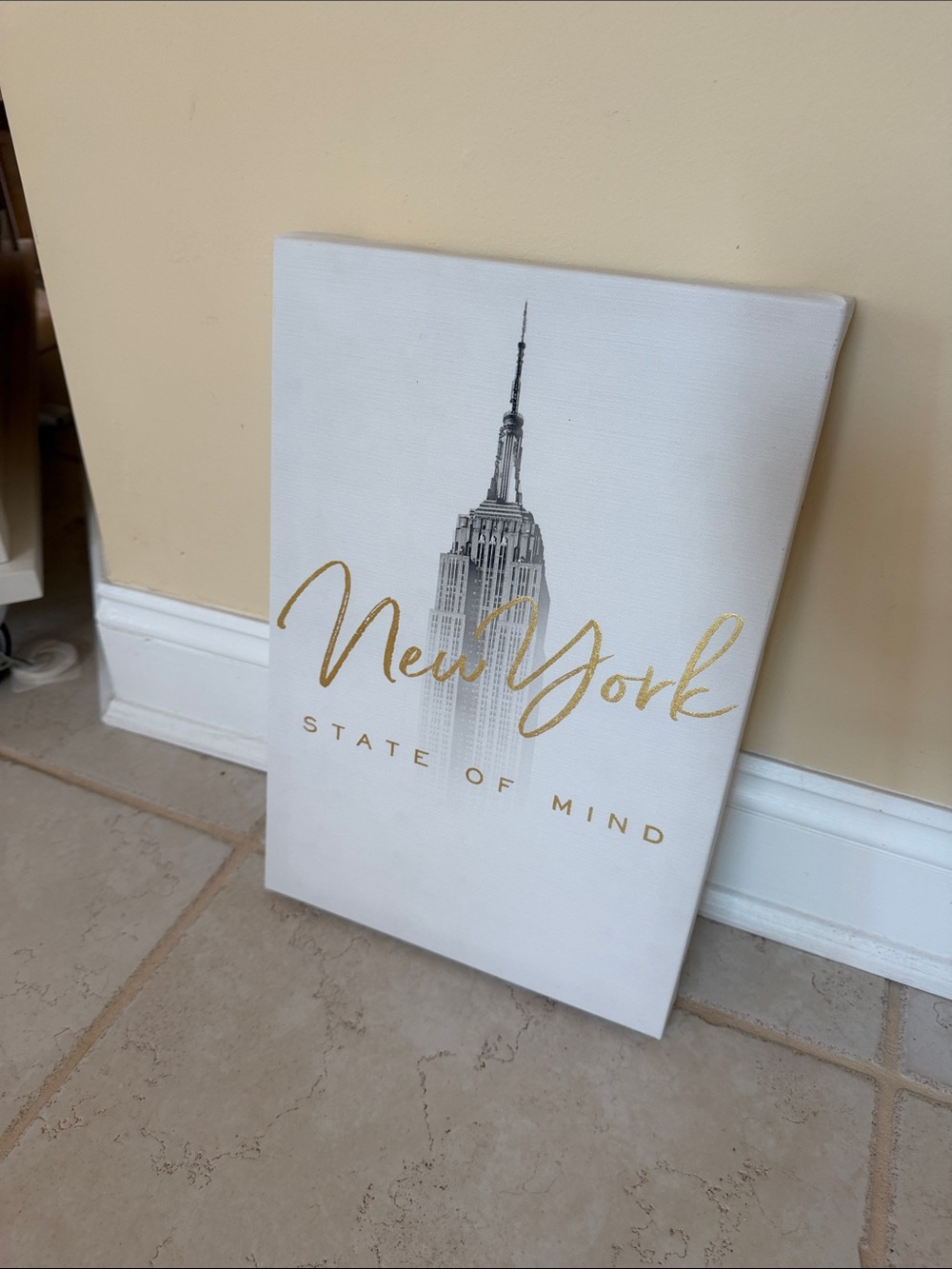 New York State of Mind Gold and White Canvas Wall Art